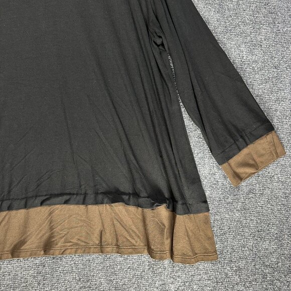 J Jill Top Womens Large Wearever Collection Black Long Sleeve Contrast Hem Cuffs - Picture 2 of 7